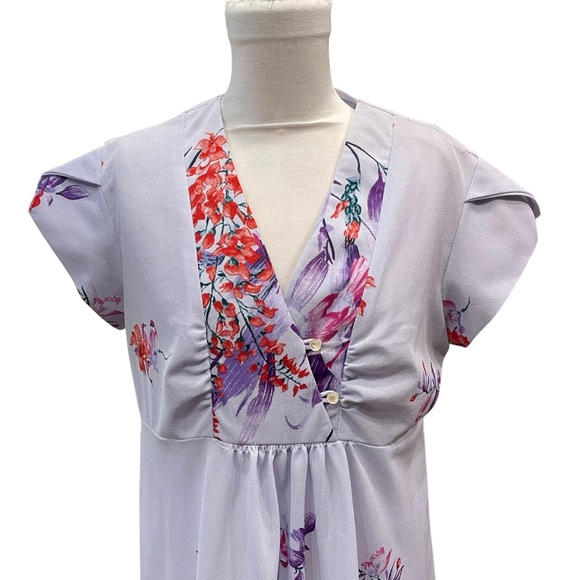 Tropicana Originals Maxi Dress Hawaiian Muumuu Floral Birds Vintage Luau 70s - Picture 2 of 15